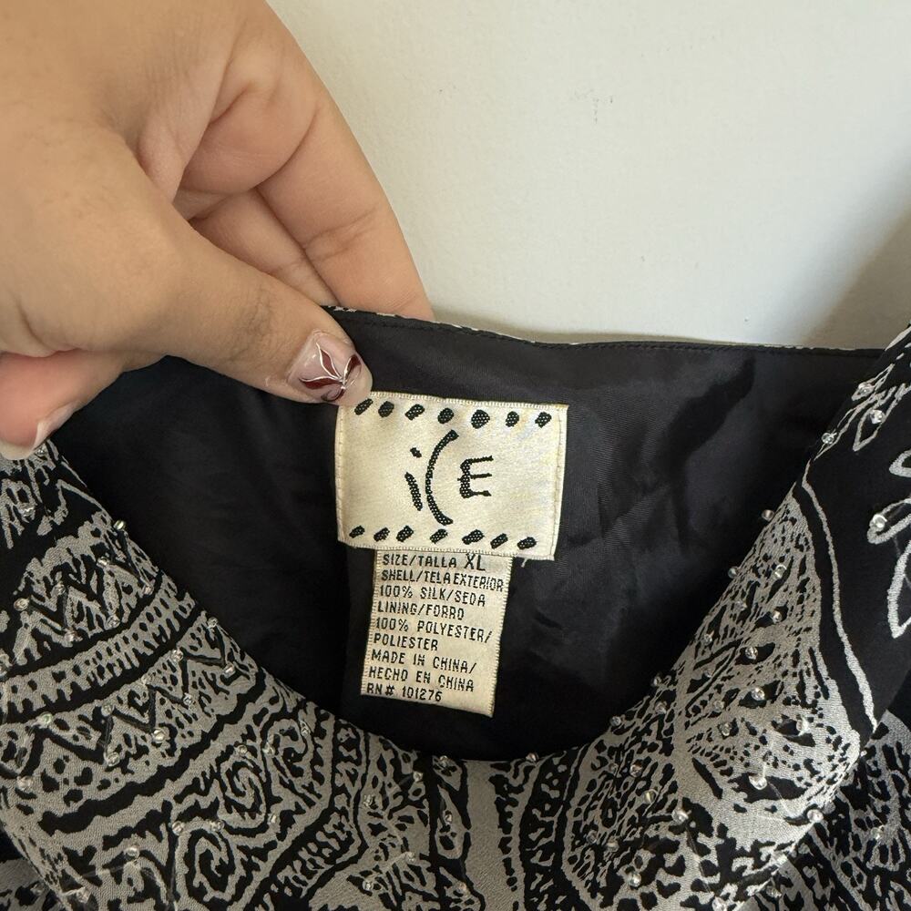 VTG Y2K ICE Tank Top Womens XL Silk Fairy Grunge Romantic Whimsigoth Beaded Goth - Picture 5 of 7